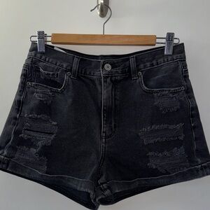 American Eagle Outfitters Black Distressed Jean Shorts